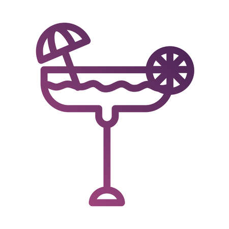 tropical cocktail with orange line degradient style icon vector illustration designのイラスト素材