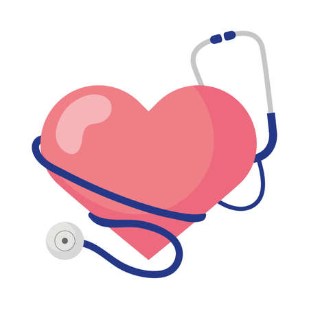Heart with stethoscope design of medical care and covid 19 virus theme Vector illustrationのイラスト素材
