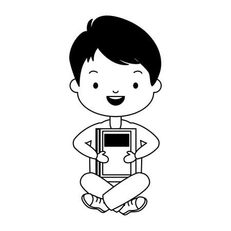 boy holding textbook - world book day vector illustrationのイラスト素材