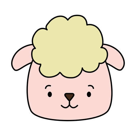 cute sheep face cartoon vector illustration designのイラスト素材