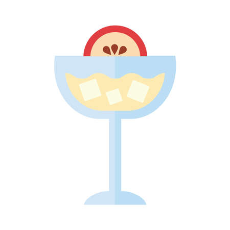 cup with cocktail drink and grapefruit flat style icon vector illustration designのイラスト素材