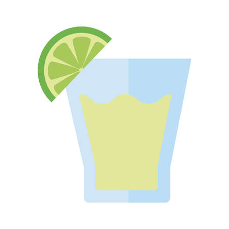 glass with drink of lemon flat style icon vector illustration designのイラスト素材