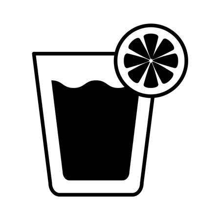 glass with drink of lemon line style icon vector illustration designのイラスト素材