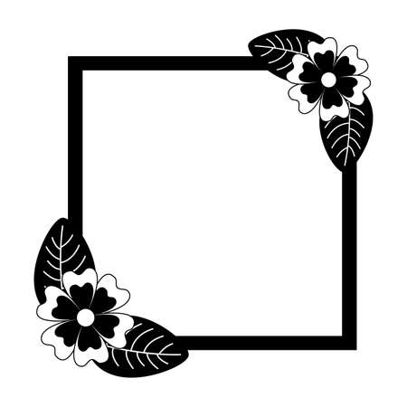 flowers badge decoration empty template vector illustrationのイラスト素材