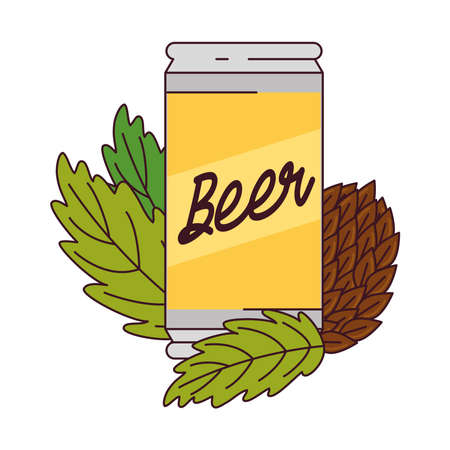 beer can with hop seed on white background vector illustration designのイラスト素材