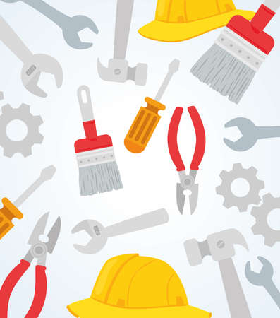 set of tools construction equipments vector illustration designのイラスト素材