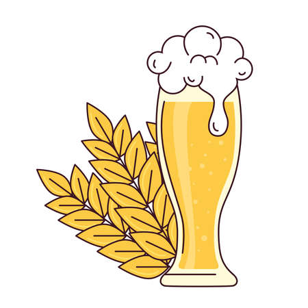 glass of beer with froth and spike on white background vector illustration designのイラスト素材