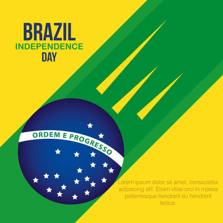 banner of brazil independence celebration, with icons flag emblem decoration vector illustration designのイラスト素材