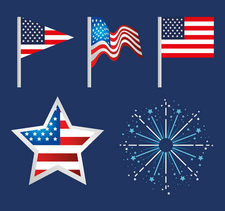 set icons of happy labor day holiday celebration vector illustration designのイラスト素材