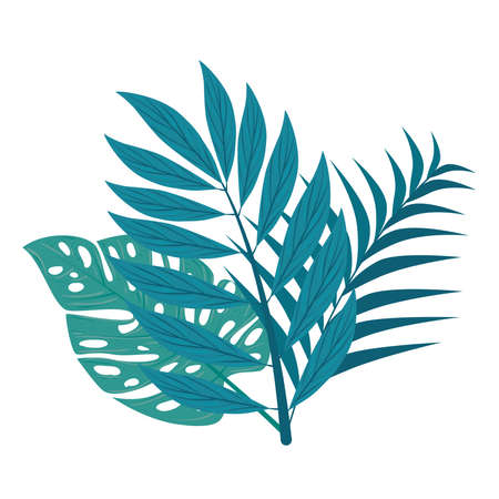 branches with tropical leaves on white background vector illustration designのイラスト素材