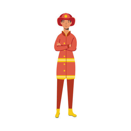 firefighter man design, Workers actions working occupation jobs proffesional employee service and labor theme Vector illustrationのイラスト素材