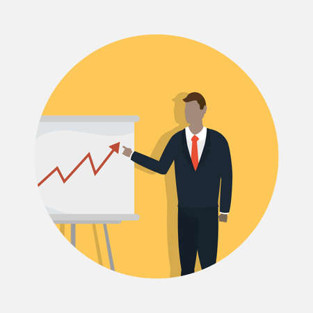 Businessman with presentation board design, Office business management and corporate theme Vector illustrationのイラスト素材