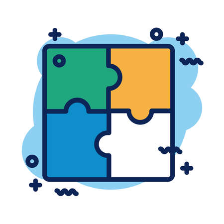 puzzle pieces detail style icon vector illustration designのイラスト素材