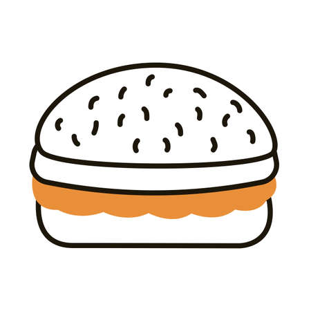 delicious burger fast food line style vector illustration designのイラスト素材