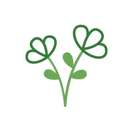 cute flowers with leafs spring half color style icon vector illustration designのイラスト素材