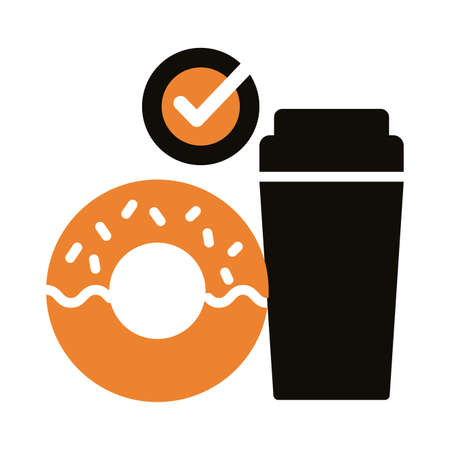 soda and donut silhouette style icon vector illustration designのイラスト素材