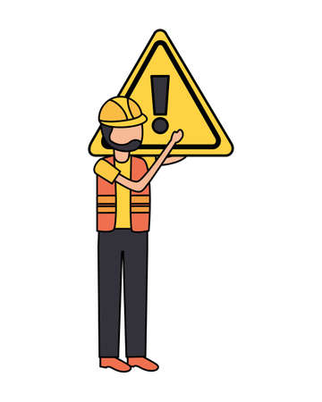 worker construction warning sign vector illustration designのイラスト素材