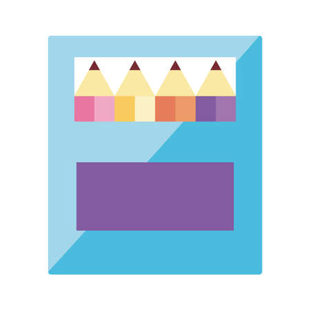 pencils colors in box school supplies flat style icon vector illustration designのイラスト素材