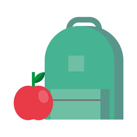school bag supply with apple fresh fruit vector illustration designのイラスト素材