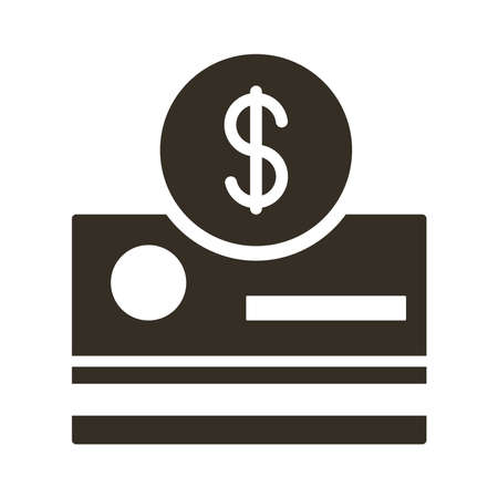 credit card with coin silhouette style icon vector illustration designのイラスト素材