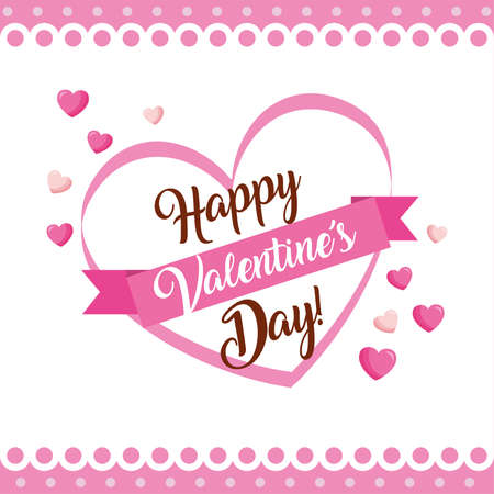 happy valentines day card with hearts love vector illustration designのイラスト素材