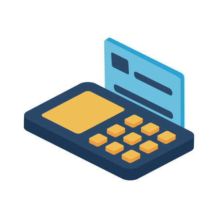 credit card inside dataphone isometric style icon of money financial banking commerce and market theme Vector illustrationのイラスト素材