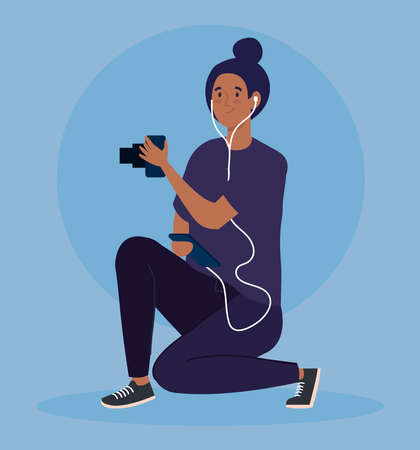 young photographer woman taking a photo vector illustration designのイラスト素材