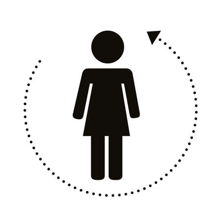 female human figure with lines around distance social silhouette style vector illustration designのイラスト素材