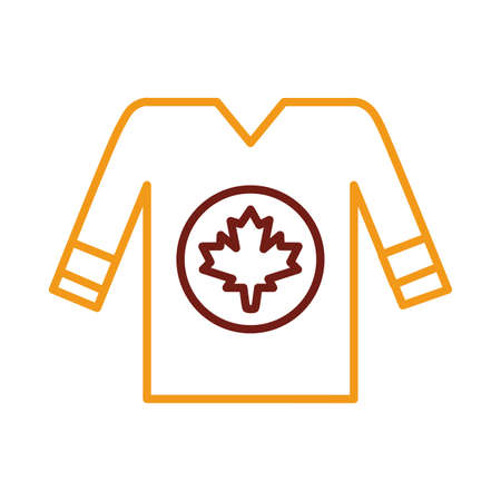 sweater with maple leaf canadian line style vector illustration designのイラスト素材