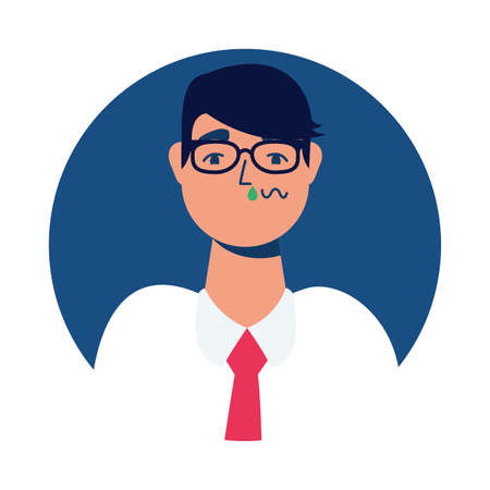 businessman sick with runny nose character vector illustration designのイラスト素材