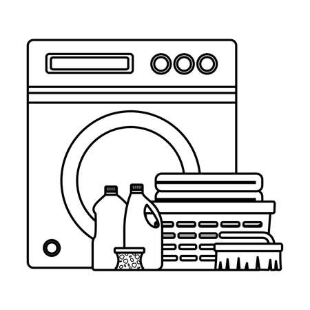 washing machine laundry bottles spring cleaning tools vector illustrationのイラスト素材