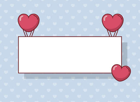 Frame with hearts balloons design of Valentines day love and passion theme Vector illustrationのイラスト素材