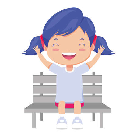 girl sitting on bench white background vector illustrationのイラスト素材