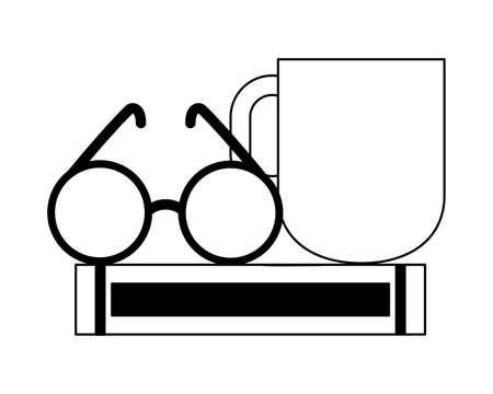 book eyeglasses and coffee cup vector illustrationのイラスト素材