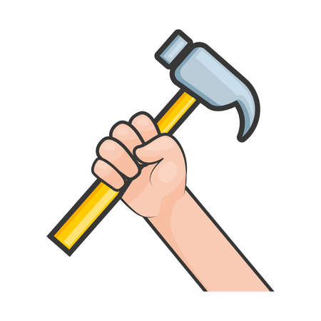 happy labour day hand with hammer vector illustrationのイラスト素材