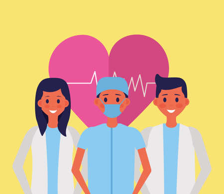 medical people staff heartbeat health doctor surgeon vector illustrationのイラスト素材