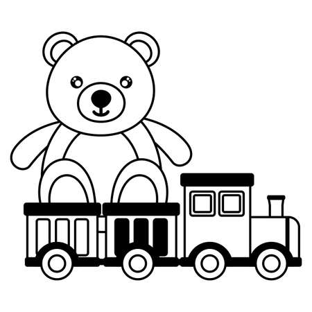 baby toys bear with train design vector illustrationのイラスト素材