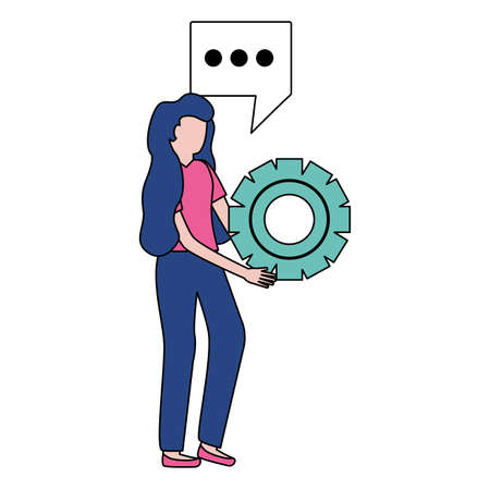 business woman talk holding gear work vector illustrationのイラスト素材