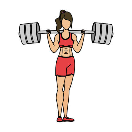 young woman athlete weight lifting vector illustration designのイラスト素材