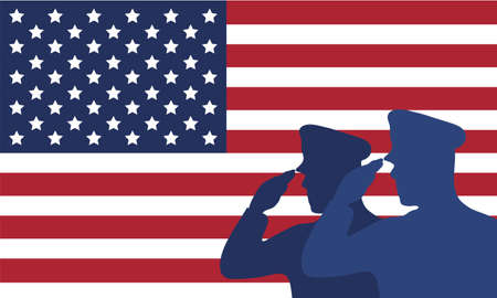 officers military silhouettes with usa flag vector illustration designのイラスト素材