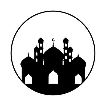 monochrome taj mahal ramadan kareem decoration vector illustrationのイラスト素材