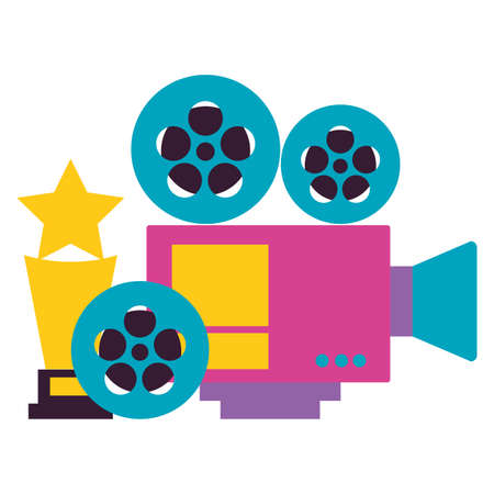 projector film reel and award cinema movie vector illustrationのイラスト素材