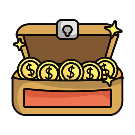 treasure chest with coins icon vector illustration designのイラスト素材