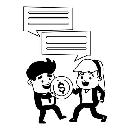 businessman woman money coin online payment vector illustrationのイラスト素材