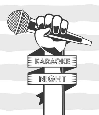 hand with microphone karaoke retro style vector illustrationのイラスト素材