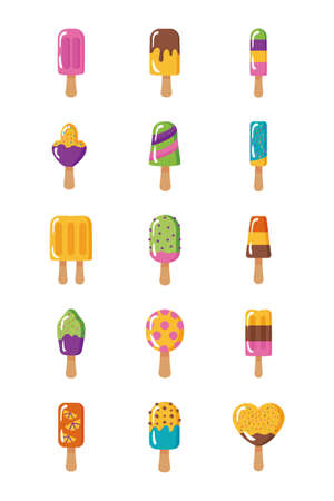 bundle of ice creams set icons vector illustration designのイラスト素材