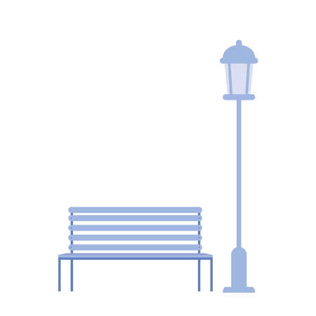park chair and lamp isolated icon vector illustration designのイラスト素材