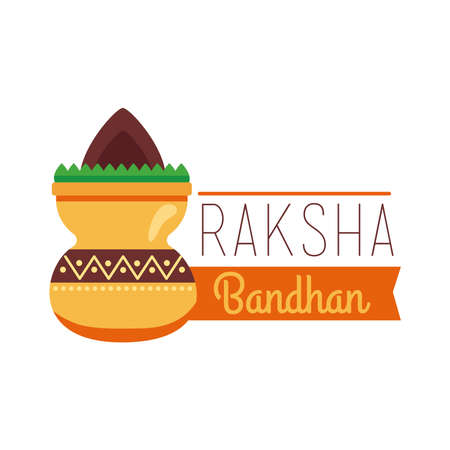 happy raksha bandhan celebration with ceramic jar flat style vector illustration designのイラスト素材
