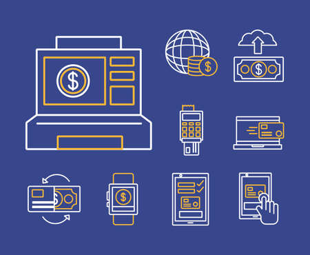 bundle of Payment online set icons vector illustration designのイラスト素材