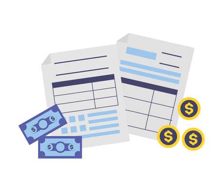 tax payment documents banknote coins money vector illustrationのイラスト素材